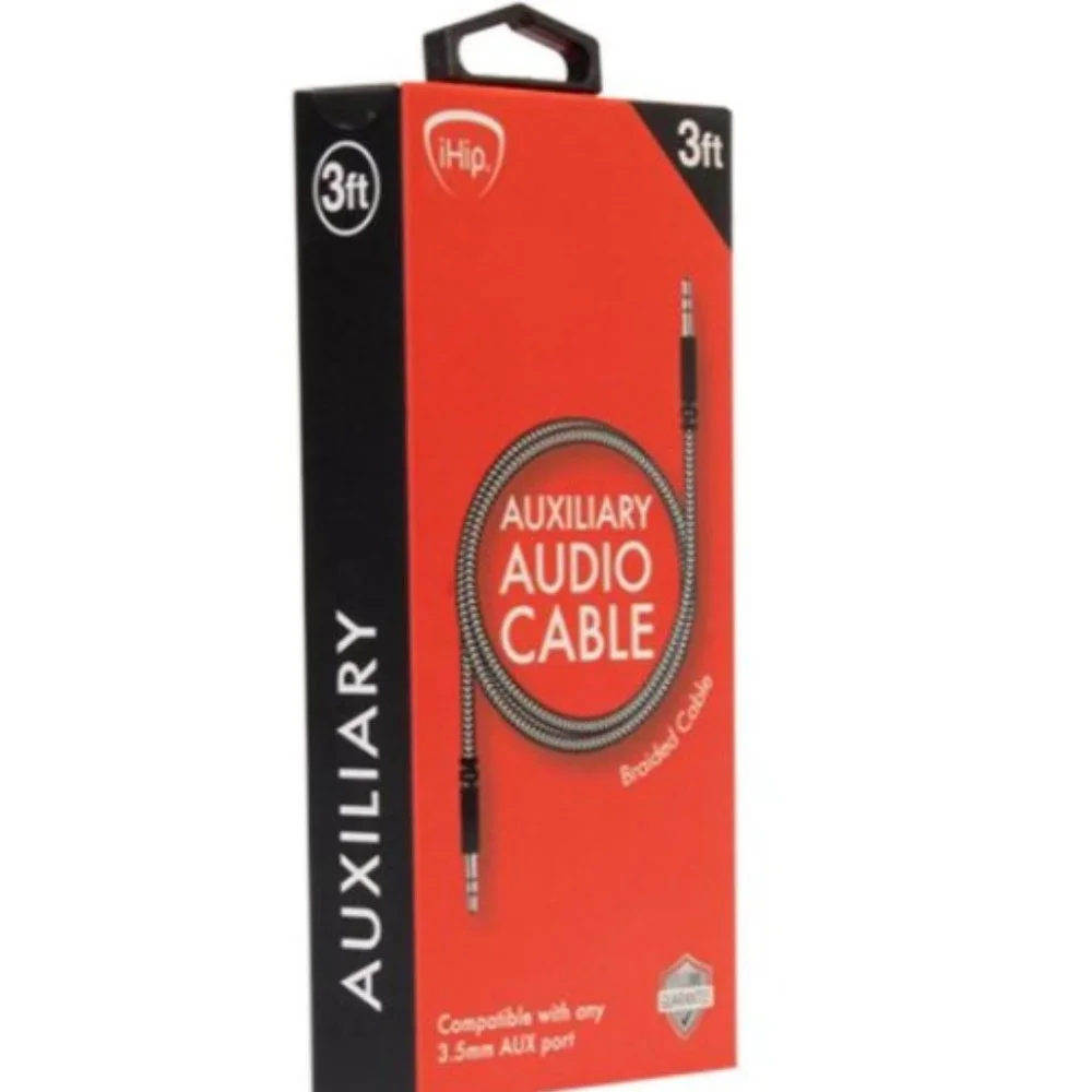 Zeikos iHip 3 Foot Braided Auxiliary Aux Audio Cable